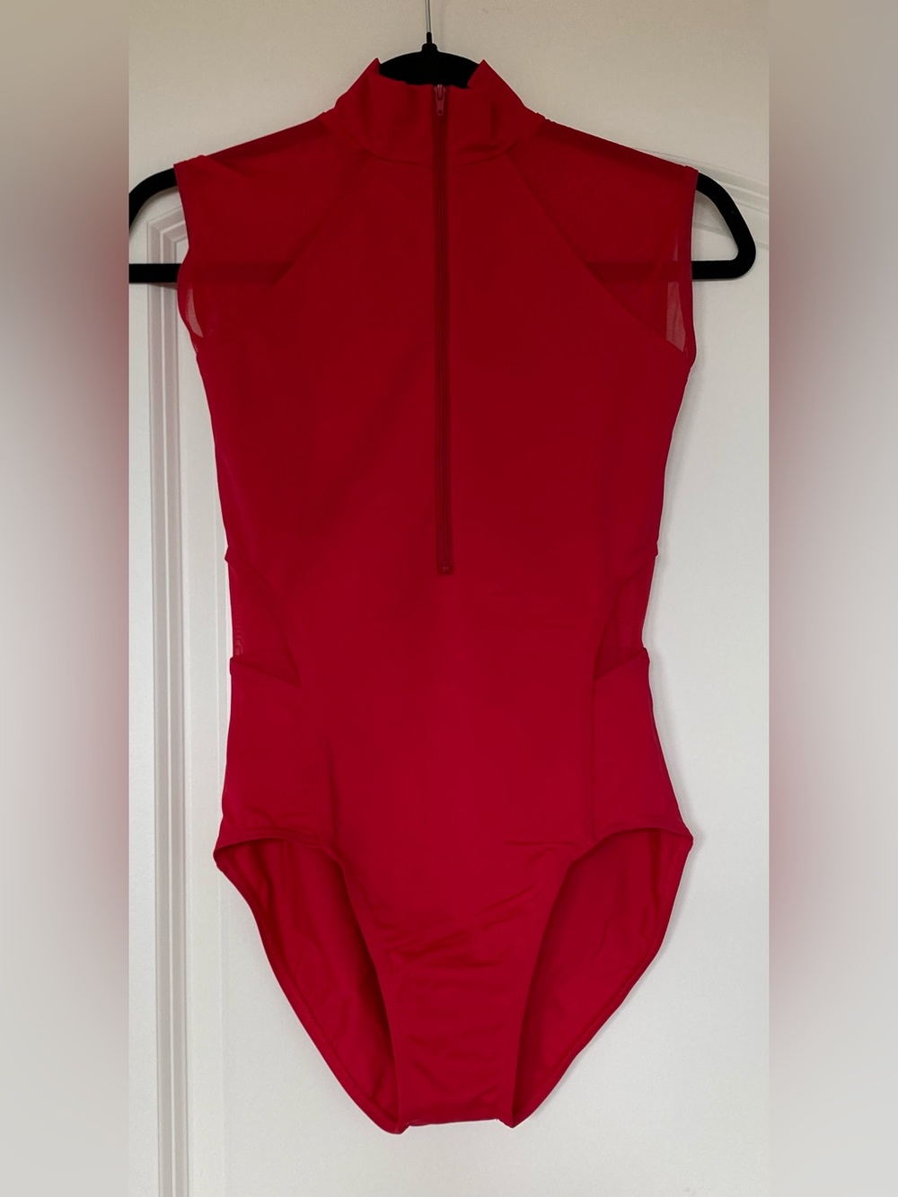 Balera Leotard SA Small Red Front Zipper High Neck